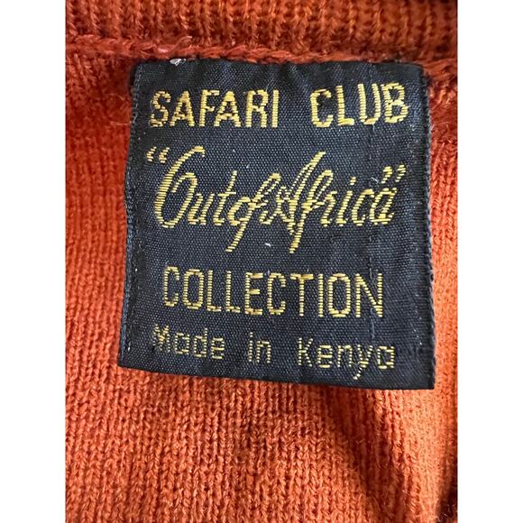 Vintage Mount Kenya Safari Club Embroidered Sweater XL MADE IN KENYA Rust Fall - Picture 4 of 4